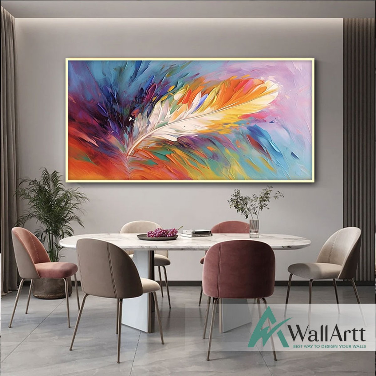 Abstract Colorful Feather II 3d Heavy Textured Partial Oil Painting